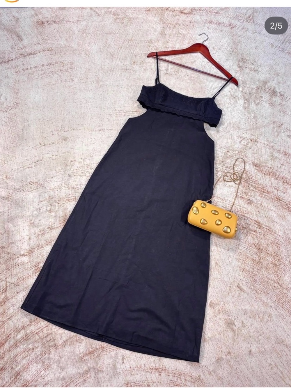 Zara Black Ruffle-Trim Maxi Dress with Spaghetti Straps